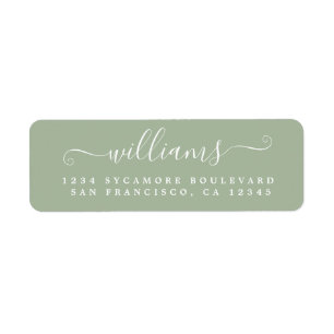 Elegant Script Laurel Green Family Return Address Label