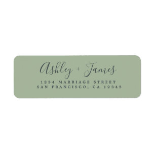 Elegant Script Laurel Green Wedding Return Address Label