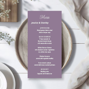  Elegant script lavender wedding reception menu
