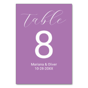 Elegant Script Lavender Wedding Table Number