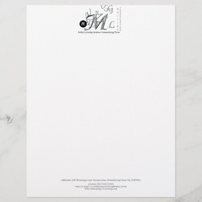 Elegant Script Lettering Custom Letterhead (Front)