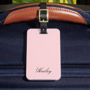 Elegant Script Light Pink Add Name Personalised Luggage Tag