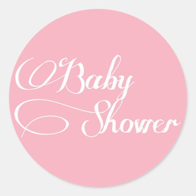 Elegant Script Light Pink Baby Shower Sticker (Front)