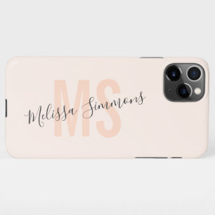 Elegant script light pink name monogram iPhone 11Pro max case