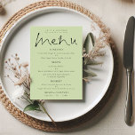 Elegant Script Lime Cream Green Wedding Menu Card<br><div class="desc">Elegant Script Lime Cream Green Wedding Menu Card, with a stylish set script for the header Menu. Easily personalise the rest of the text to your own details which includes alternatives for your vegan or vegetarian options. You can also change text styles and colours as well as the background colours...</div>