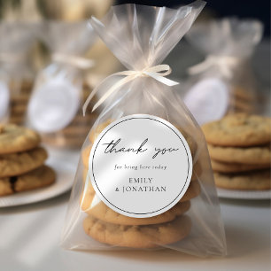 Elegant Script Line Border Wedding Thank you Classic Round Sticker