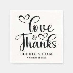 Elegant Script Love and Thanks Wedding Napkin