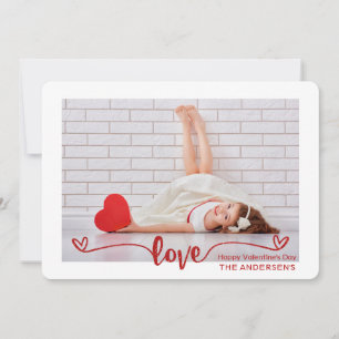 Elegant Script Love Hearts Valentine's Day Photo Holiday Card