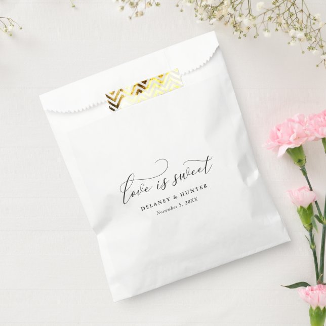 Elegant Script Love is Sweet Minimalist Wedding Favour Bag (Sealed)