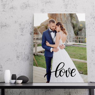 Elegant Script Love Photo Wedding Anniversary Gift Canvas Print