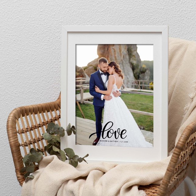 Elegant Script Love Photo Wedding Anniversary Gift Print (Creator Uploaded)