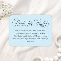 Elegant Script Lt. Blue Baby Shower Books For Baby