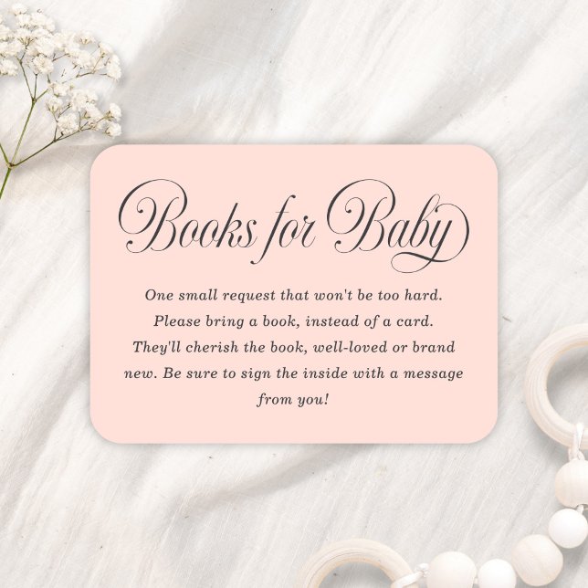 Elegant Script Lt. Pink Baby Shower Books For Baby Enclosure Card (Creator Uploaded)