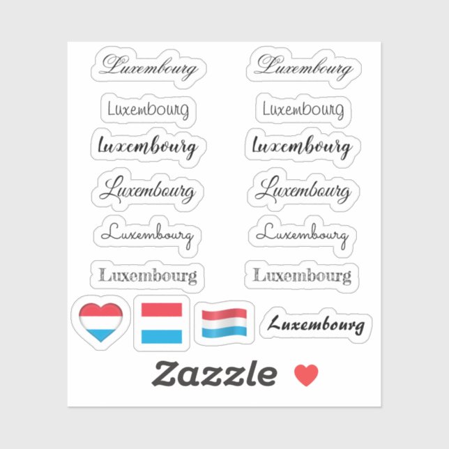 Elegant script Luxembourg & Flag /name Set  (Sheet)