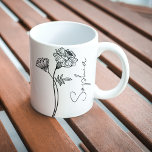 Elegant Script Marigold October Birth Flower Name Coffee Mug<br><div class="desc">Elegant,  minimalist and modern black and white hand drawn marigold flower,  October birth flower with customisable name in elegant script,  personalised gift for any occasion,  including Birthdays,  gifts for bridesmaids,  best friends,  Christmas,  and more.</div>