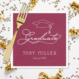 Elegant Script Maroon Graduation Napkins