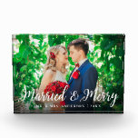 Elegant Script Married and Merry Photo Wedding<br><div class="desc">Elegant Script Married and Merry Photo Wedding Photo Block</div>