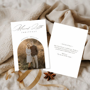 Elegant Script Married Little Christmas Arch Photo Holiday Card