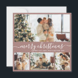 Elegant Script Mauve Photo Collage Christmas Card<br><div class="desc">Elegant Calligraphy Minimalist 4 Photo Collage Merry Christmas Script Holiday Card. This festive, minimalist, whimsical four (4) photo holiday card template features a pretty photo collage and says „Merry Christmas” script on dusty mauve earth tone background. The „Merry Christmas” greeting text is written in a beautiful hand lettered swirly swash-tail...</div>