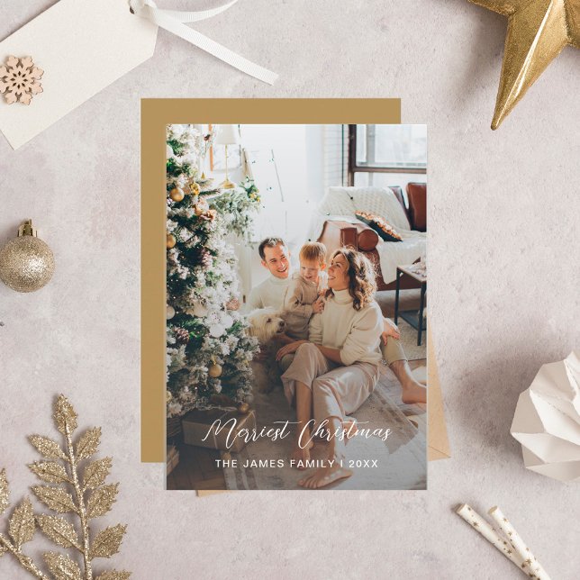 Elegant Script Merriest Christmas Photo Card (Creator Uploaded)