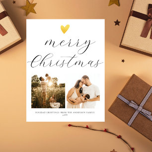 Elegant Script Merry Christmas 2 Photo Holiday Postcard