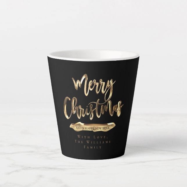 Elegant Script Merry Christmas and Happy New Year Latte Mug (Front)