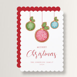 Elegant Script Merry Christmas Baubles  Holiday Card
