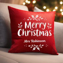 Elegant Script Merry Christmas Custom Name Family