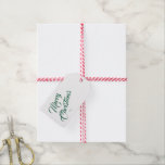 Elegant script merry christmas gift tags<br><div class="desc">A festive,  green and white script merry christmas gift tag.</div>