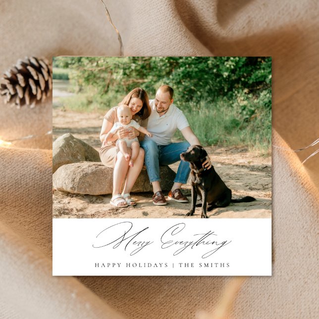 Elegant Script Merry Everything Coastal Christmas Holiday Card (Creator Uploaded)