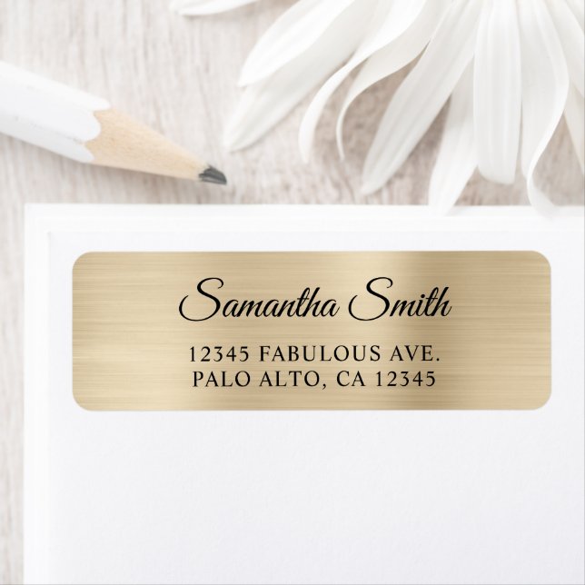 Elegant Script Metallic Champagne Return Address Label (Insitu)