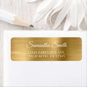 Elegant Script Metallic Gold Return Address Label
