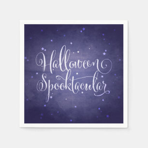 Elegant Script Midnight Blue Gothic Halloween Napkin