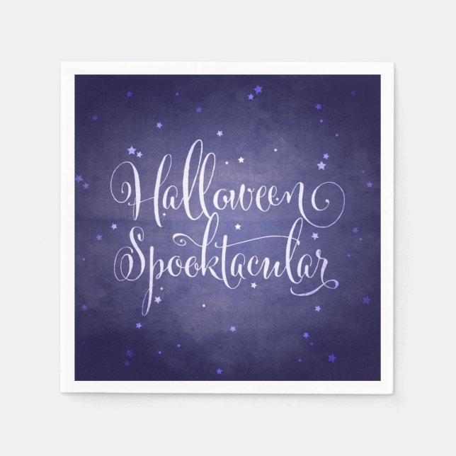Elegant Script Midnight Blue Gothic Halloween Napkin (Front)
