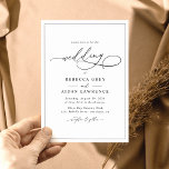Elegant Script Minimal Black and White Wedding Invitation<br><div class="desc">This elegant Photo Wedding Invitation features a sweeping script calligraphy text paired with a classy serif & modern sans font in black; on the back is a customisable monogram. Matching items available.</div>
