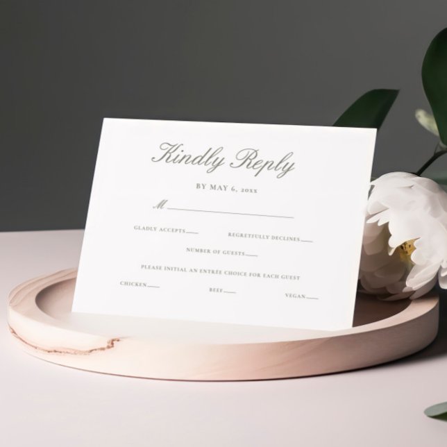 Elegant Script Minimal Kindly Reply Wedding RSVP Card (Creator Uploaded)