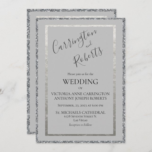 Elegant Script Minimal Modern Simple Wedding Invit Invitation (Front/Back)