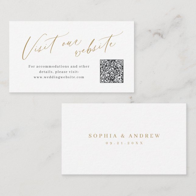 Elegant script minimal QR code website Insert card (Front/Back)
