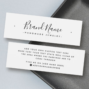 Elegant script minimal stud earring display card