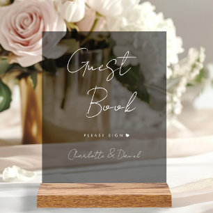 Elegant Script, Minimal, Wedding Guestbook   Acrylic Sign