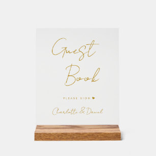 Elegant Script, Minimal, Wedding Guestbook   Acrylic Sign