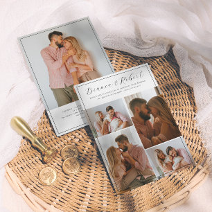 Elegant Script Minimalist 5 Photo Collage Wedding Invitation