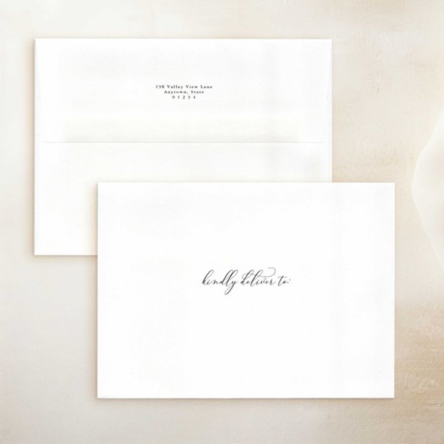 Elegant Script Minimalist, Black and White A7 Envelope (Creator Uploaded)