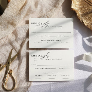 Elegant Script Minimalist Food Choice Reply RSVP Card