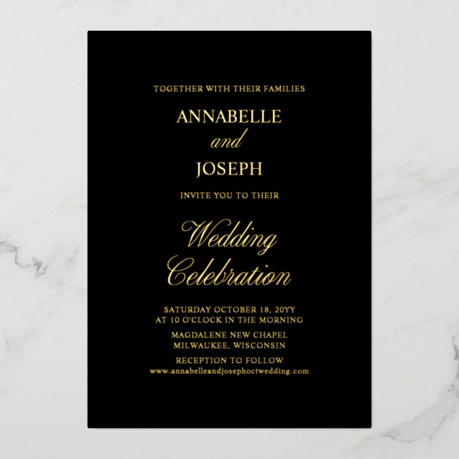 Elegant Script Minimalist Formal Black Wedding (Front)