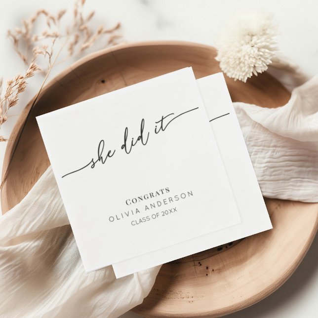 Elegant Script Minimalist Graduation Party Napkin (Creator Uploaded)