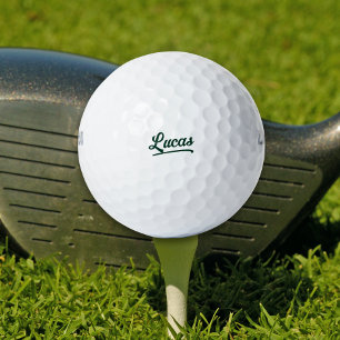 Elegant Script Minimalist Name Green Golf Balls