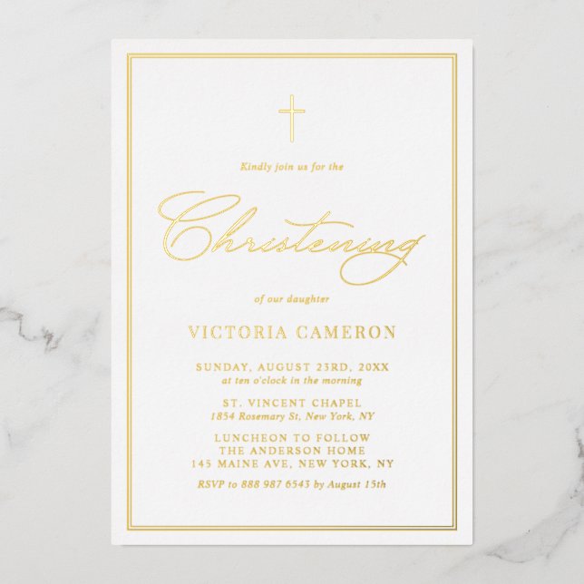 Elegant Script Minimalist Photo Christening (Front)