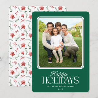 Elegant Script Minimalist Photo Happy Holidays Holiday Card