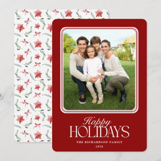 Elegant Script Minimalist Photo Happy Holidays Holiday Card